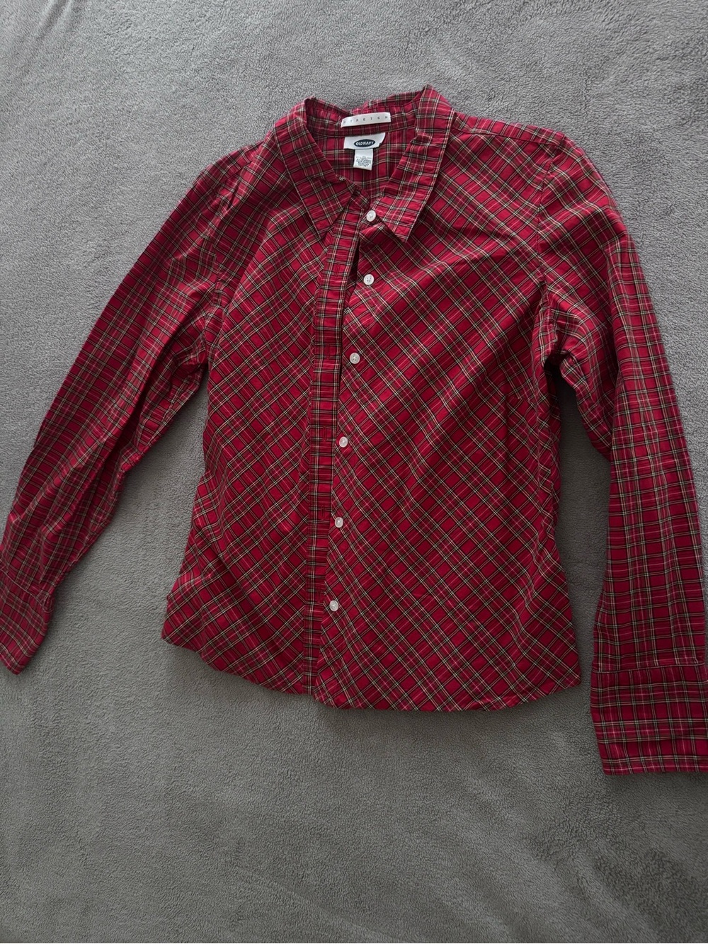 Old Navy Red Plaid Button-Down Shirt